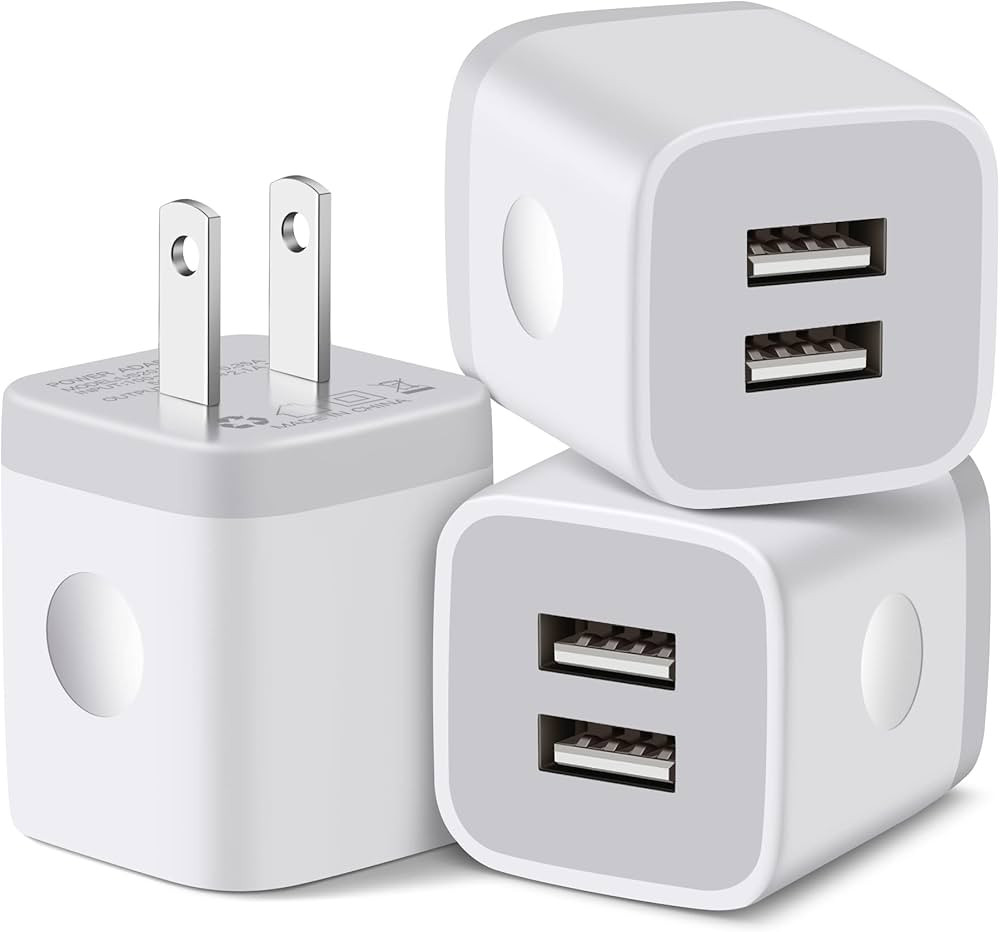USB Wall Charger, USINFLY 3-Pack 2.1A Dual Port USB Rapid Charger Block Cube Power Adapter Chargi... | Amazon (CA)