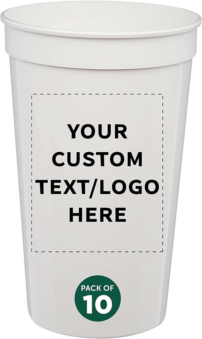 Custom Large Plastic Stadium Cups 22 oz. Set of 10, Personalized Bulk Pack - Perfect for Birthday... | Amazon (US)