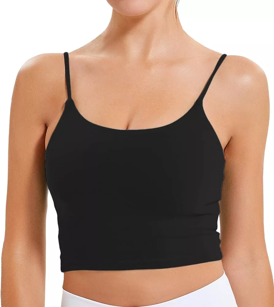 Lavento Women's Ribbed Sports Bras Longline Padded Yoga Crop Tank Top with  Built in Bra (Bronze, 8) at  Women's Clothing store