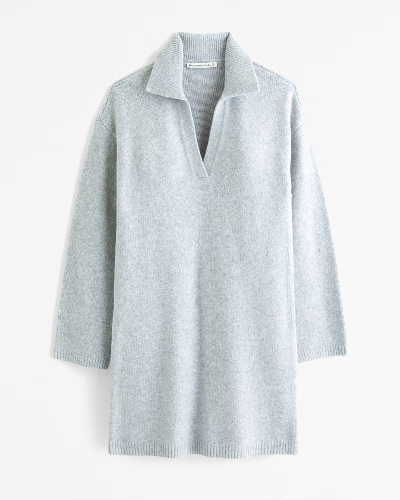 Long-Sleeve Collared Mini Sweater Dress | Abercrombie & Fitch (US)