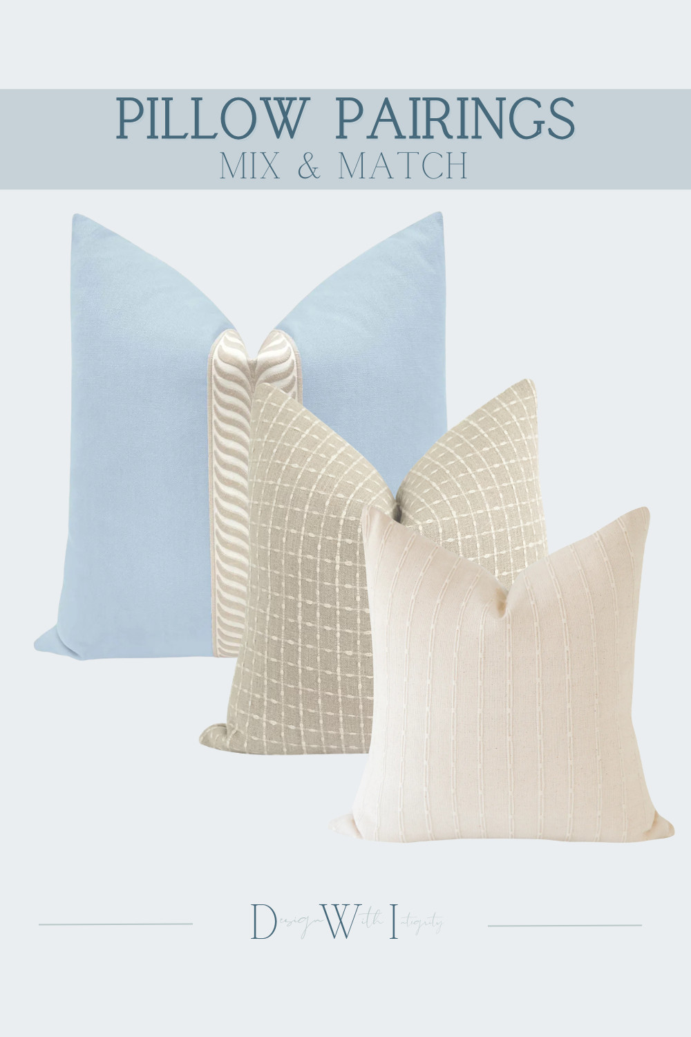 Soft blue and warm ivory are one of those timeless combinations that never go out of style. This pillow pairing layers a serene sky blue backdrop with subtle geometric patterns and textured neutrals, creating a look that feels sophisticated, airy, and effortlessly collected.

The beauty of this combination is in the balance. The solid blue pillow provides a calming anchor, while the woven grid pattern and delicate stripe details introduce depth and visual interest without overwhelming the palette. Mixing texture with understated pattern creates that designer layered look that feels polished yet inviting.

Perfect for coastal inspired homes, transitional interiors, and anyone who loves a light and timeless aesthetic.

Shop the full pillow pairing through my LTK and bring this curated look home.

#PillowPairings #BlueAndNeutralDecor #LayeredInteriors #DesignerHomeStyle #InteriorDecorInspiration 

 #LTKHome