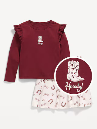 Long-Sleeve Ruffle T-Shirt and Skirt Set for Toddler Girls | Old Navy (US)