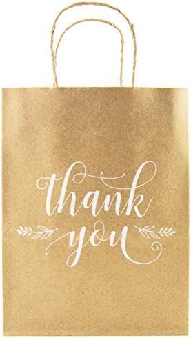 Kraft Paper Bags with Handles 8x10.5" + 4.25" Gusset - 50 Thank You Gift Bags - Kraft Bags with H... | Amazon (US)