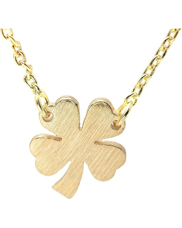 Spinningdaisy Handcrafted Brushed Metal Irish 4 Leaf Clover Necklace | Amazon (US)