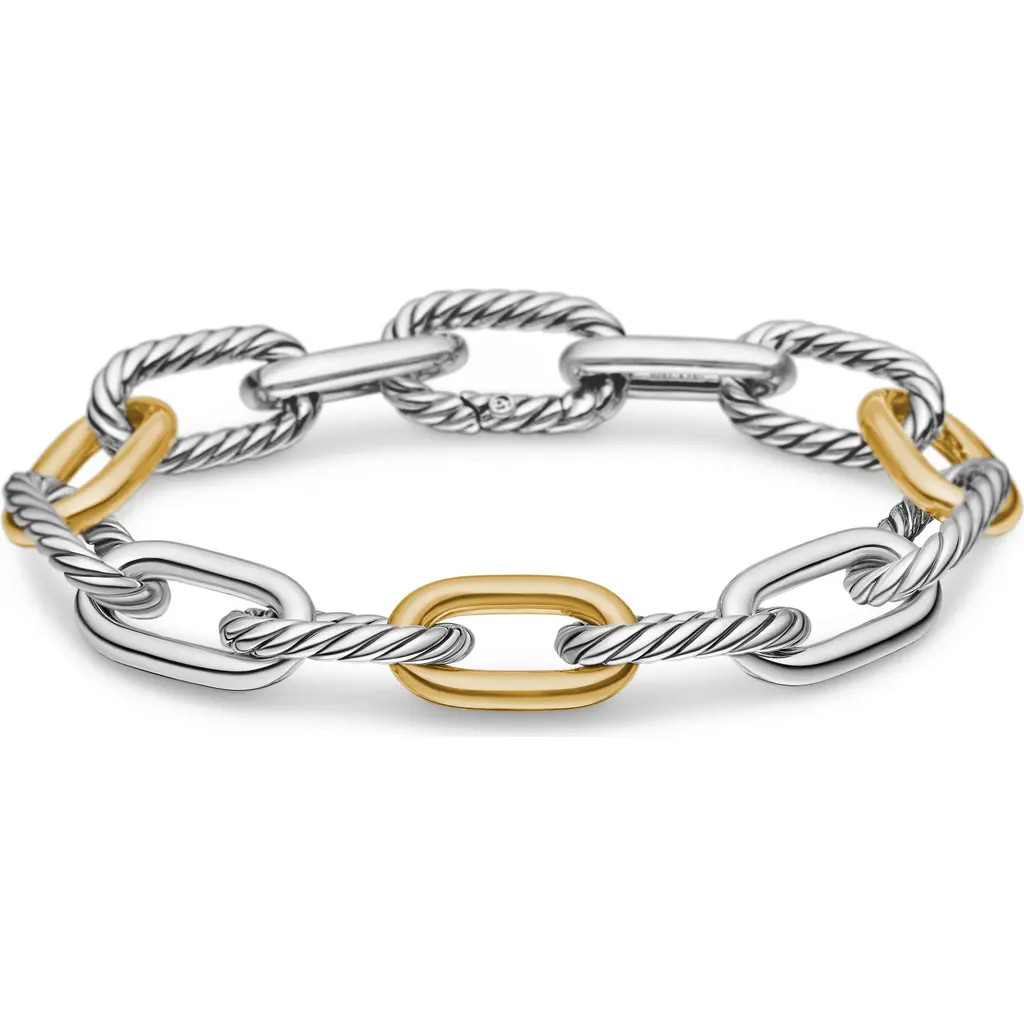 David Yurman DY Madison® Sterling Silver & 18K Yellow Gold Chain Bracelet, 11mm in Sterling Silver With 18K Gold at Nordstrom, Size Medium | Nordstrom