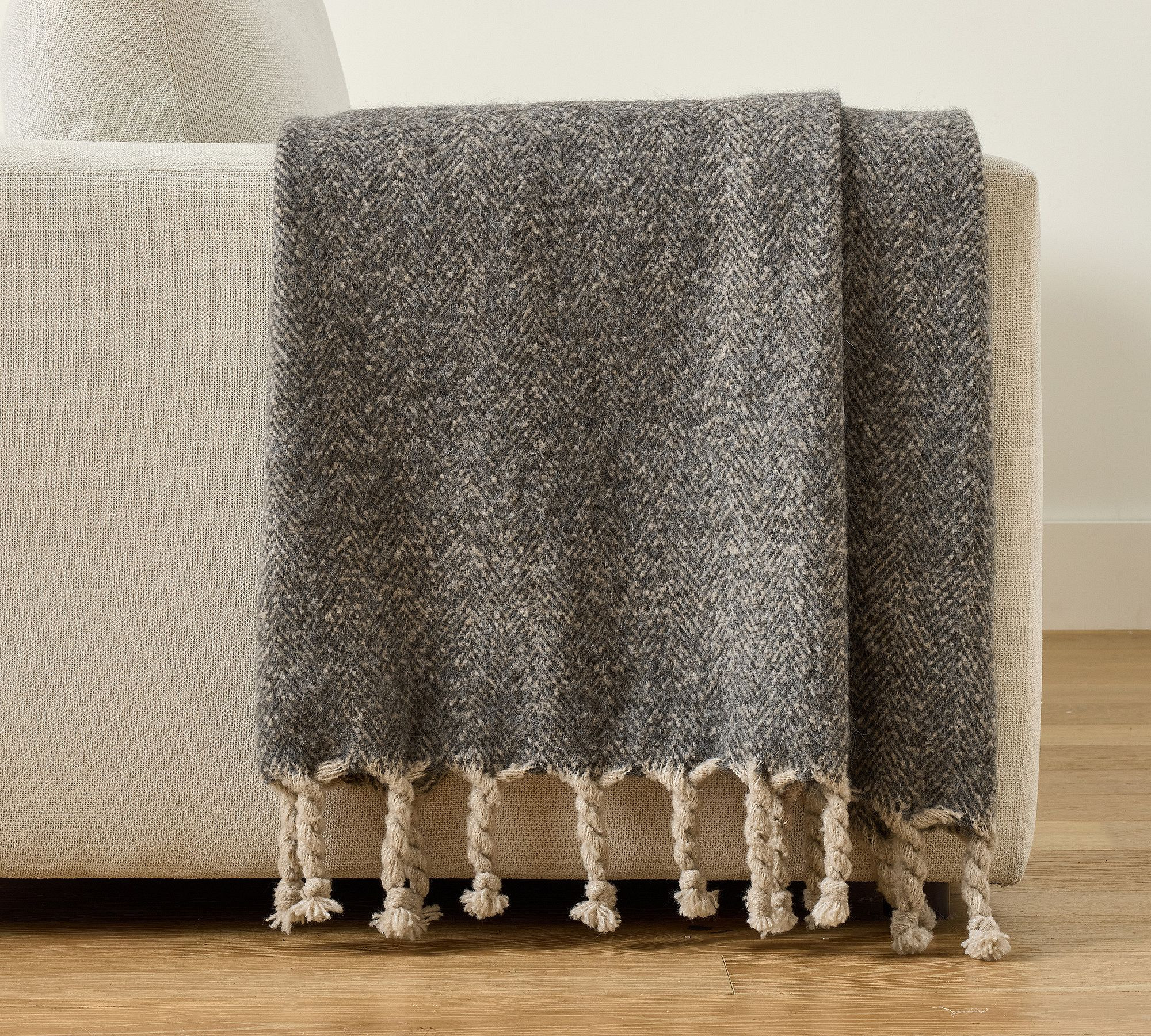 Herringbone Twisted Tassel Throw | Pottery Barn (US)