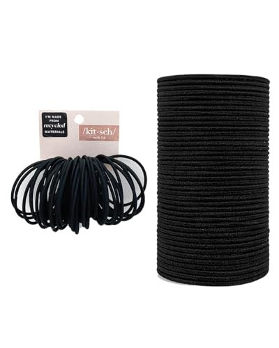 Kitsch Hair Ties for Women, Hair Ties No Damage Elastics, Ponytail Holders - No Pull, No Breakage, Stretchy Hairties for Everyday Use | Recycled Polyester Material, 40 pcs - Black | Amazon (US)