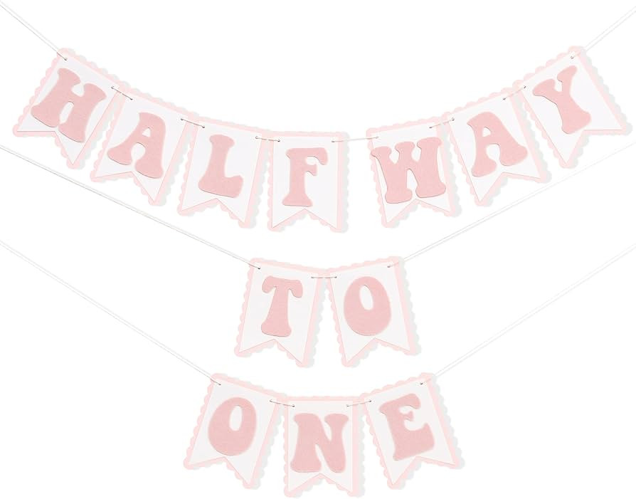 Half Way To One Pink Banner - Sweet 6 Months Birthday Decorations,Pink Cake Smash Photo Backdrop,... | Amazon (US)