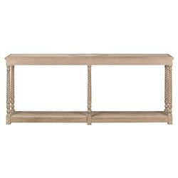 Erich French Country Brown Grey Wood Rectangular Console Table | Kathy Kuo Home