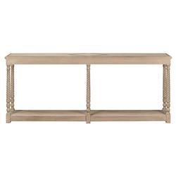 Erich French Country Brown Grey Wood Rectangular Console Table | Kathy Kuo Home