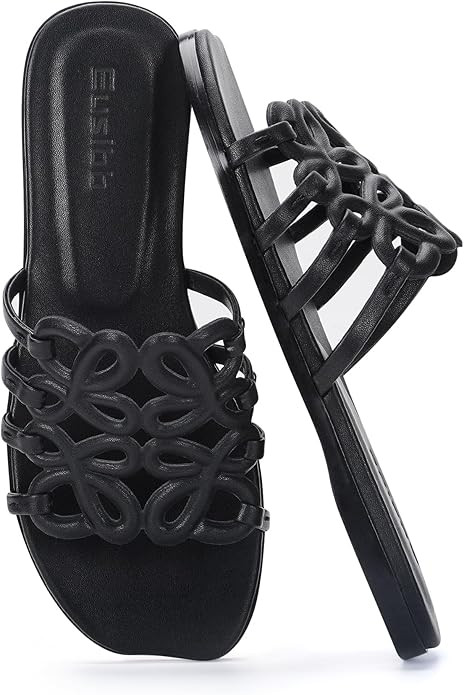 Flat Sandals for Women 2026 Luxury Open Toe Dressy Slip On Sandals Comfortable Slides for Summer | Amazon (US)