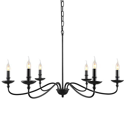 Wellmet 6-Light Farmhouse Chandelier 38 Inch, Farmhouse Light Fixture for Dining Room, Rustic Indust | Amazon (US)