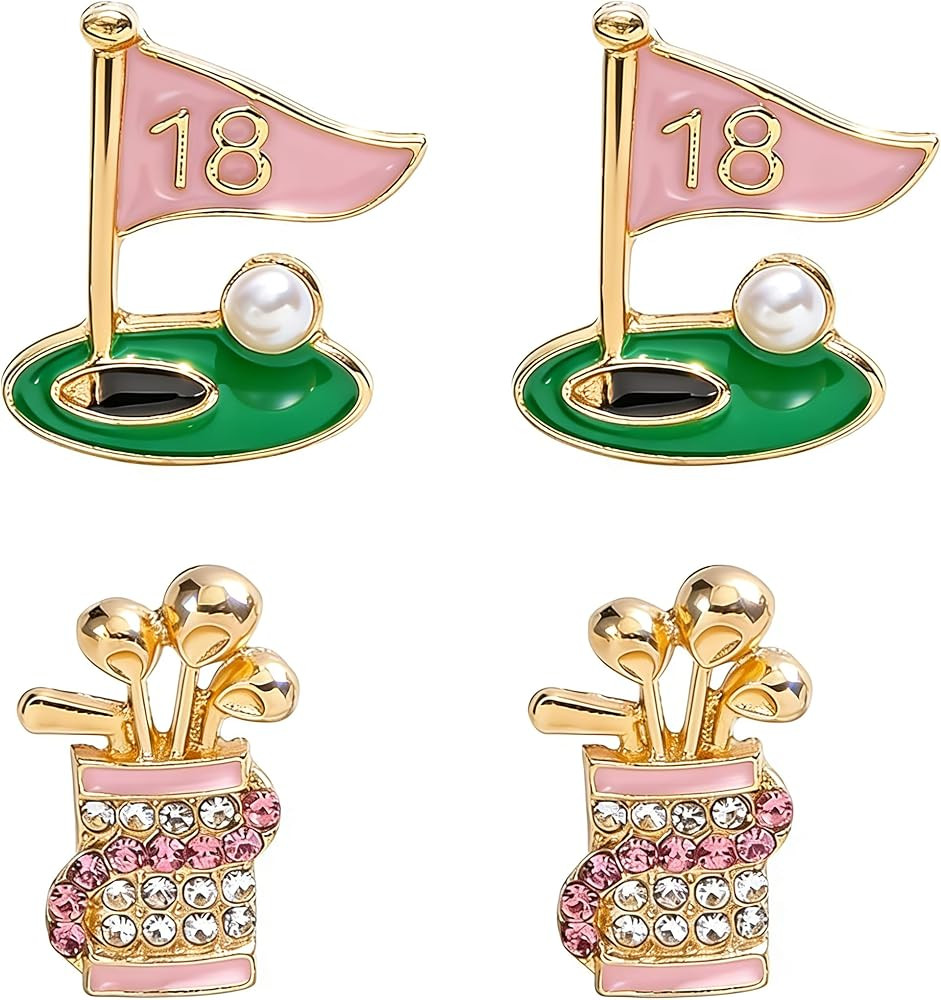 4 Pcs Golf Earrings Studs Sets for Women, Fashion Sports Earring Studs Stackable Golf Jewelry for... | Amazon (US)