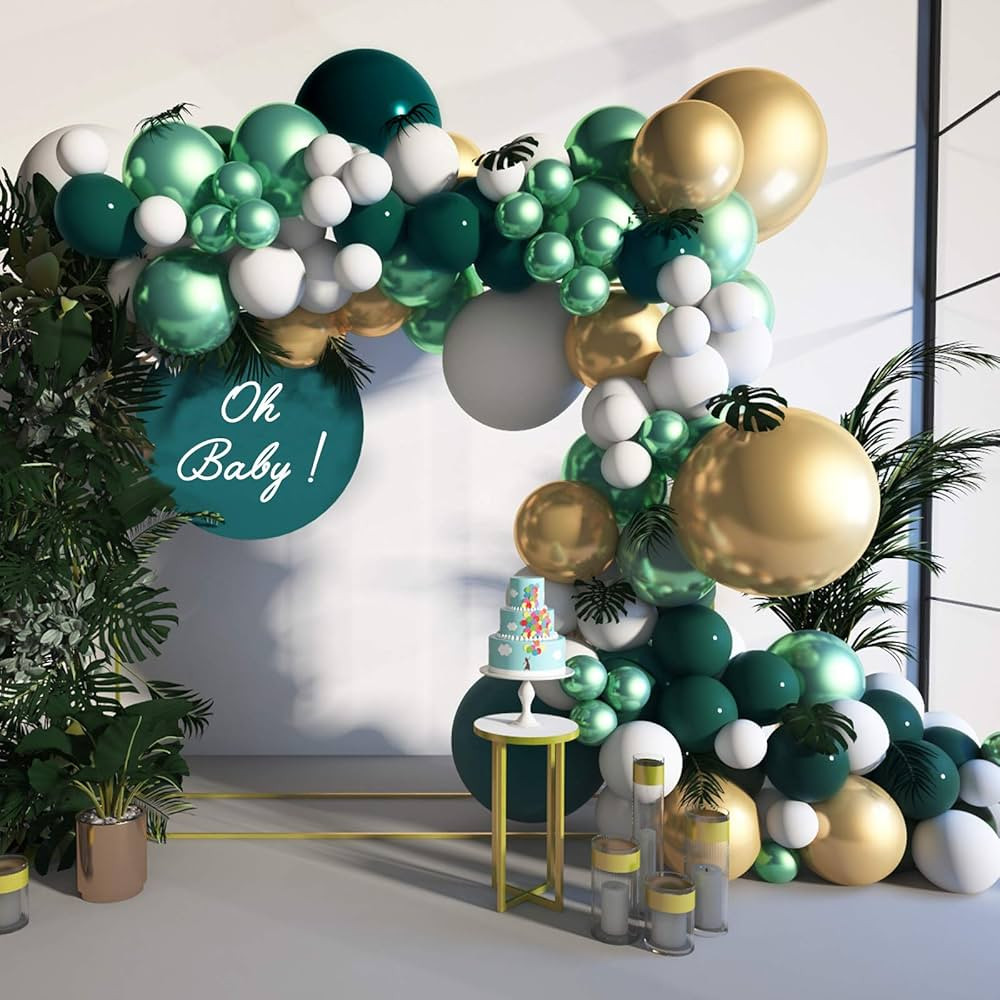 Soonlyn Jungle Party Decorations Balloon Garland Arch Kit 125 Pcs, Double Stuffed Emerald Green G... | Amazon (US)
