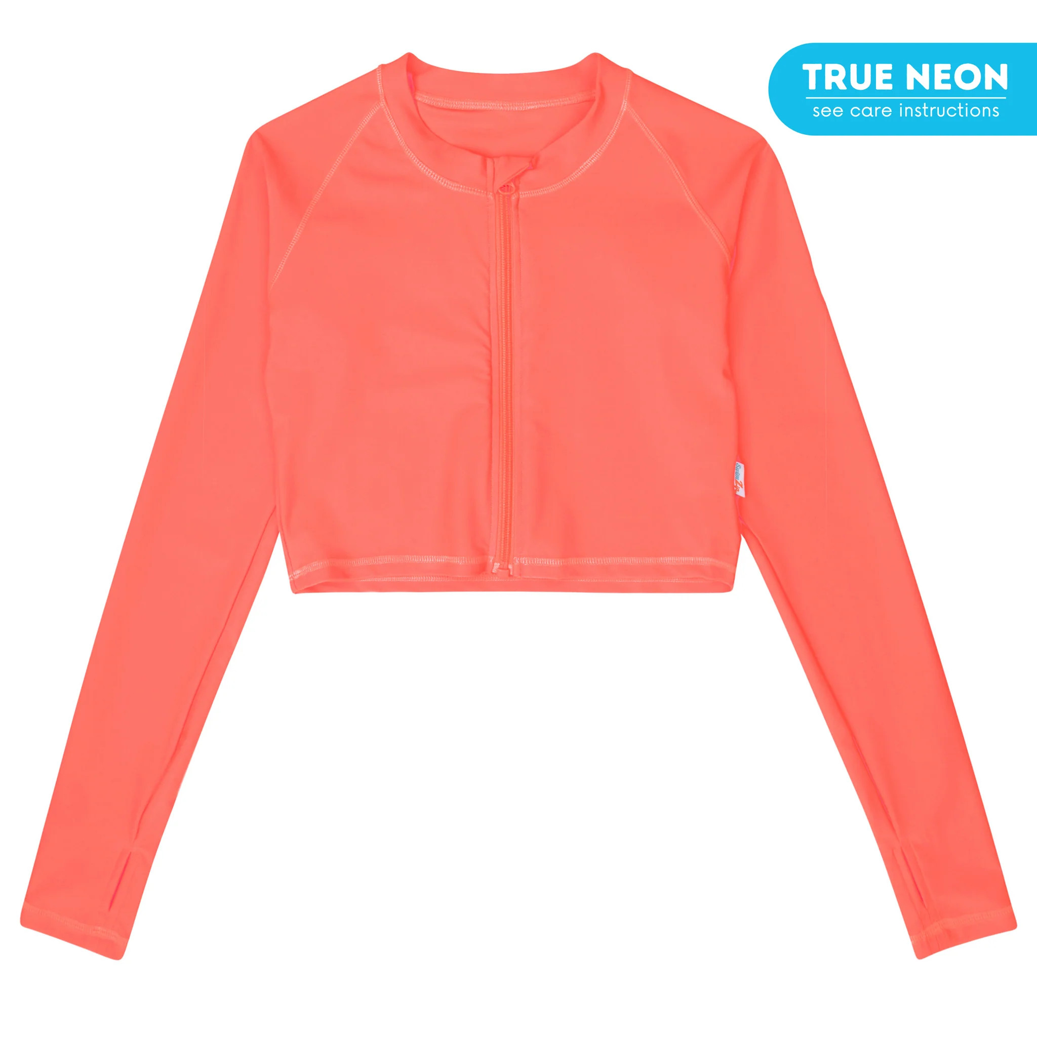 Women's Long Sleeve Crop Rash Guard | “Neon Orange" | SwimZip