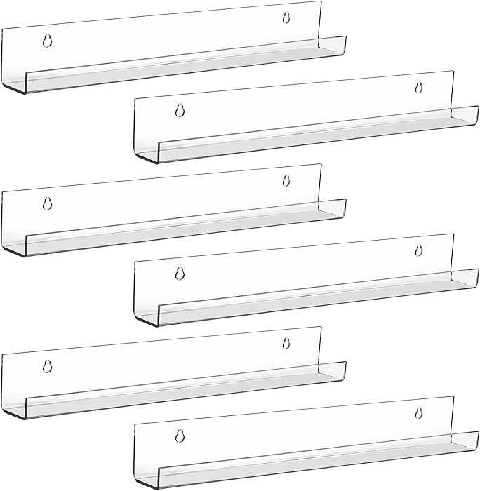 Fasmov 6 Pack 15 Inch Acrylic Floating Bookshelf, Invisible Wall Bookshelves for Room, Living Roo... | Amazon (US)