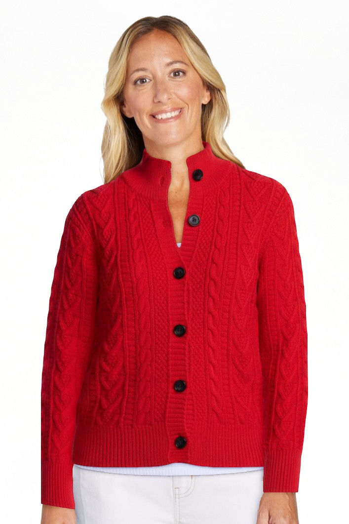 Scenario Woman's Cable Cardigan Sweater with Long Sleeves, Mid-weight, Sizes XS-XXXL | Walmart (US)