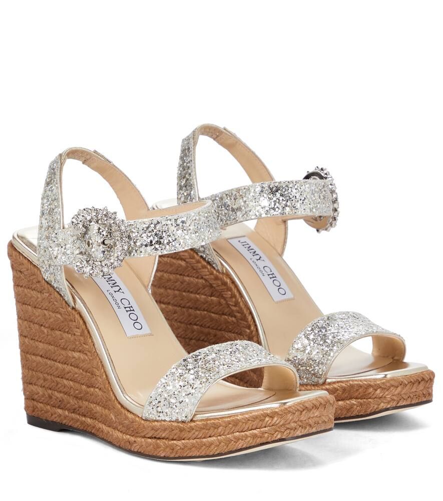 Mirabelle 110 glitter wedge sandals | Mytheresa (US/CA)
