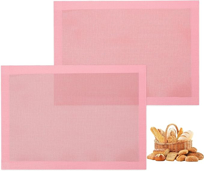 Perforated Baking Mats, 2 PCS Pink Eclair Silicone Mat for Half Sheet, Non-Stick Reusable Oven Li... | Amazon (US)