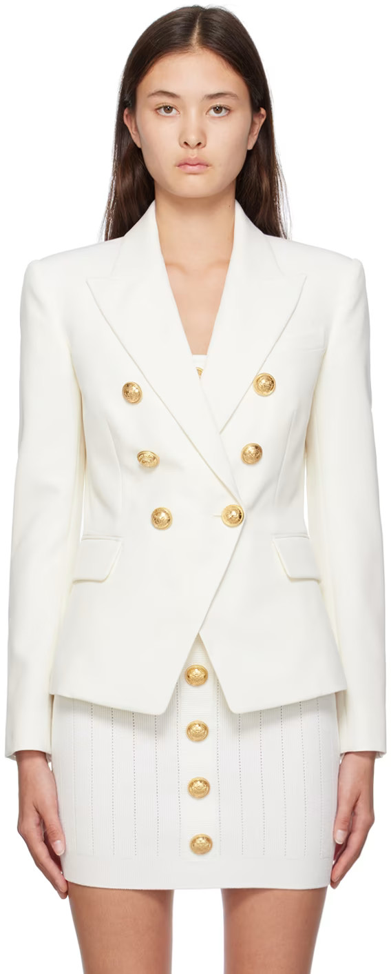 Balmain - White Double-Breasted Blazer | SSENSE