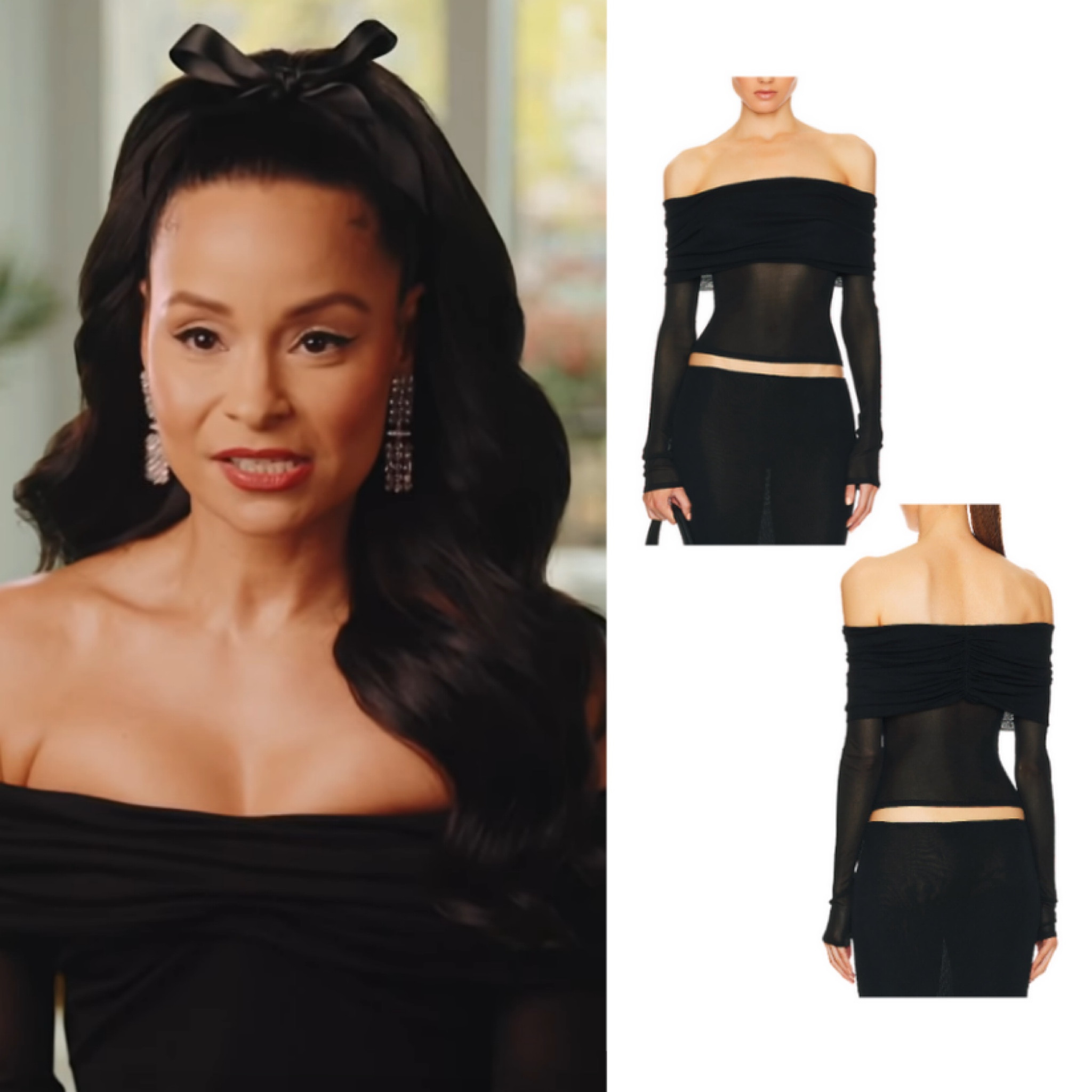 Sai De Silva’s Black Sheer Off The Shoulder Confessional Look