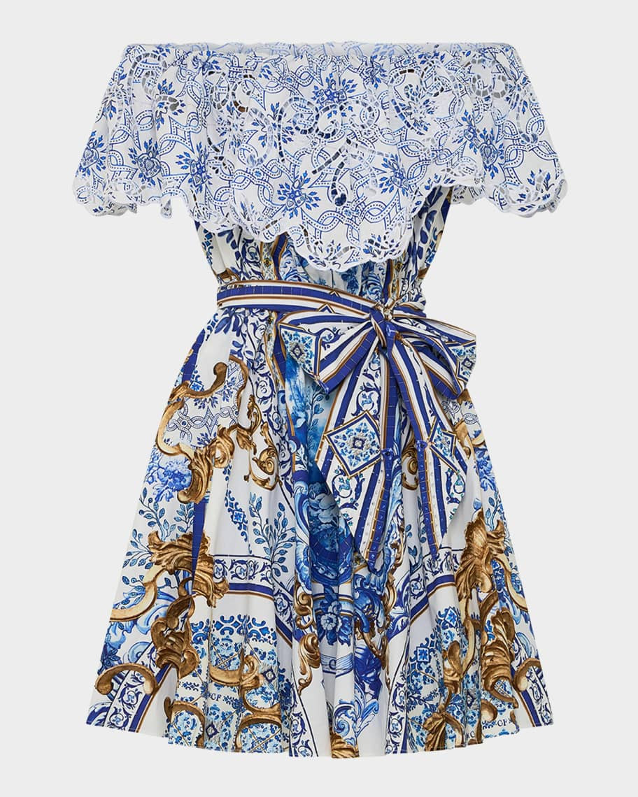 Azul Adventures Shoulder Frill Short Dress | Neiman Marcus