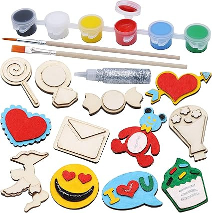 12 Valentines Day Craft Art for Kids with Wooden Magnet Creativity Arts & Crafts Painting KitBirt... | Amazon (US)