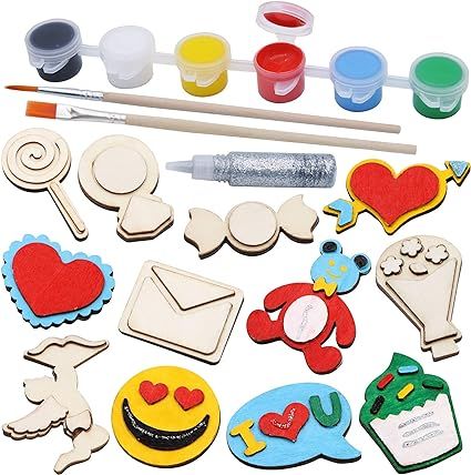12 Valentines Day Craft Art for Kids with Wooden Magnet Creativity Arts & Crafts Painting KitBirt... | Amazon (US)