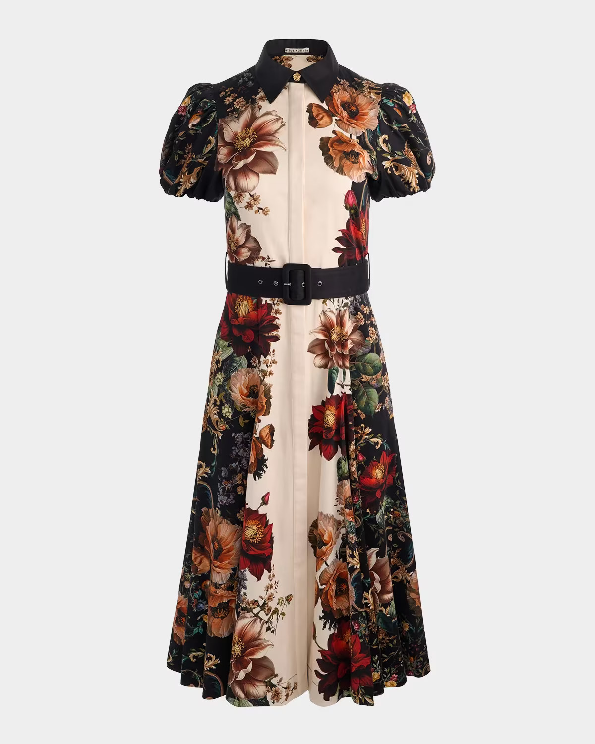 Henrietta Floral Belted Midi Dress | Neiman Marcus