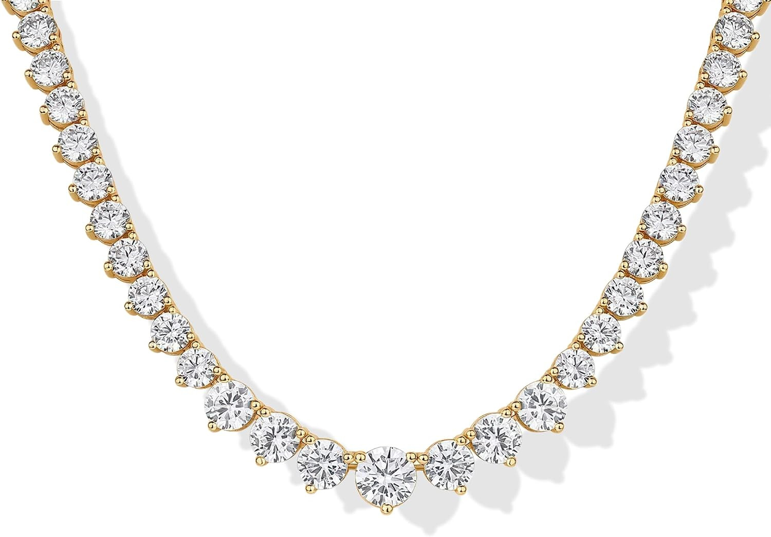 PAVOI 14K Gold Plated Graduated Tennis Necklaces for Women, CZ Necklace | Cubic Zirconia Tennis Necklace for Brides & Bridesmaids, Simulated Diamond Chain Wedding Jewelry | Amazon (US)