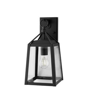 Blakeley Transitional 1-Light Black Outdoor Wall Lantern with Beveled Glass | The Home Depot