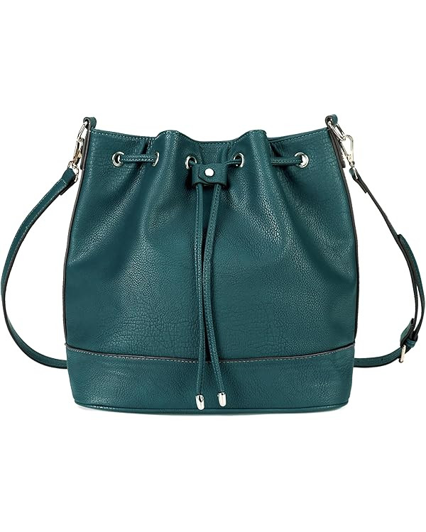 AFKOMST Leather Bucket Bags and Drawstring Crossbody Purse for Women Medium Tote and Hobo Handbag... | Amazon (US)
