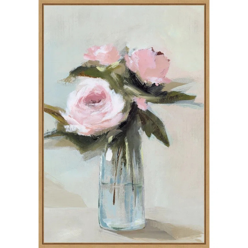 'Peonies in a Vase I' by Isabelle Z - Floater Frame Print on Canvas | Wayfair Professional