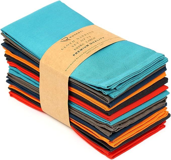 Ruvanti Multi Color Cloth Napkins 12 Pack 18X18 Inch Durable Linen Napkins - Soft and Comfortable... | Amazon (US)