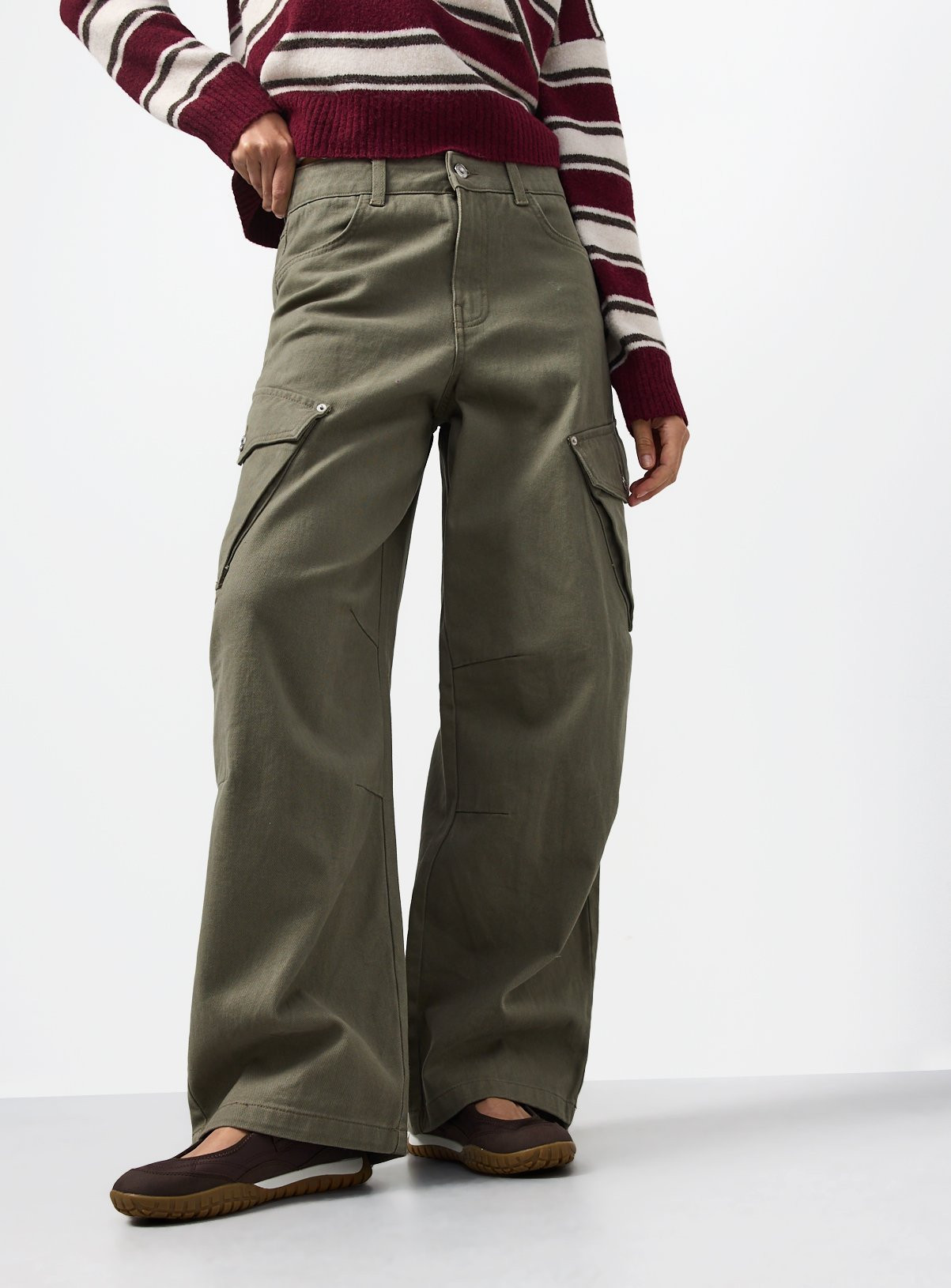 Khaki Cargo Pocket Relaxed Barrel Jeans 16S | argos.co.uk