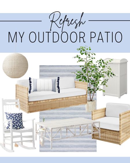 A quick spring patio refresh and the exact items I used to style my coastal back porch!  

#patiodecor #patiofurniture #porchdecor #outdoorrug 

#LTKSeasonal