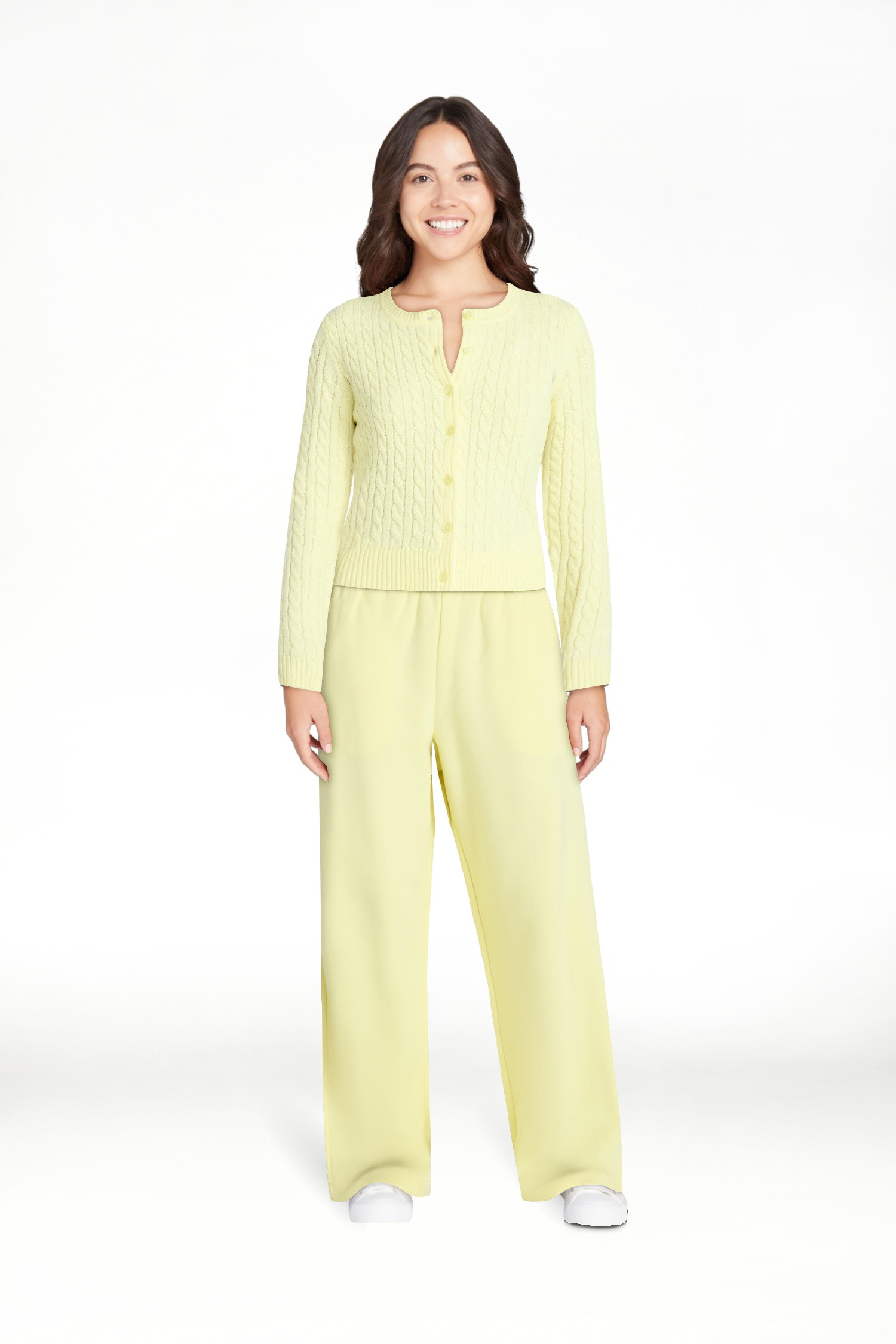 No Boundaries Cable Knit Button Front Cardigan, Women's XXS-XXL | Walmart (US)