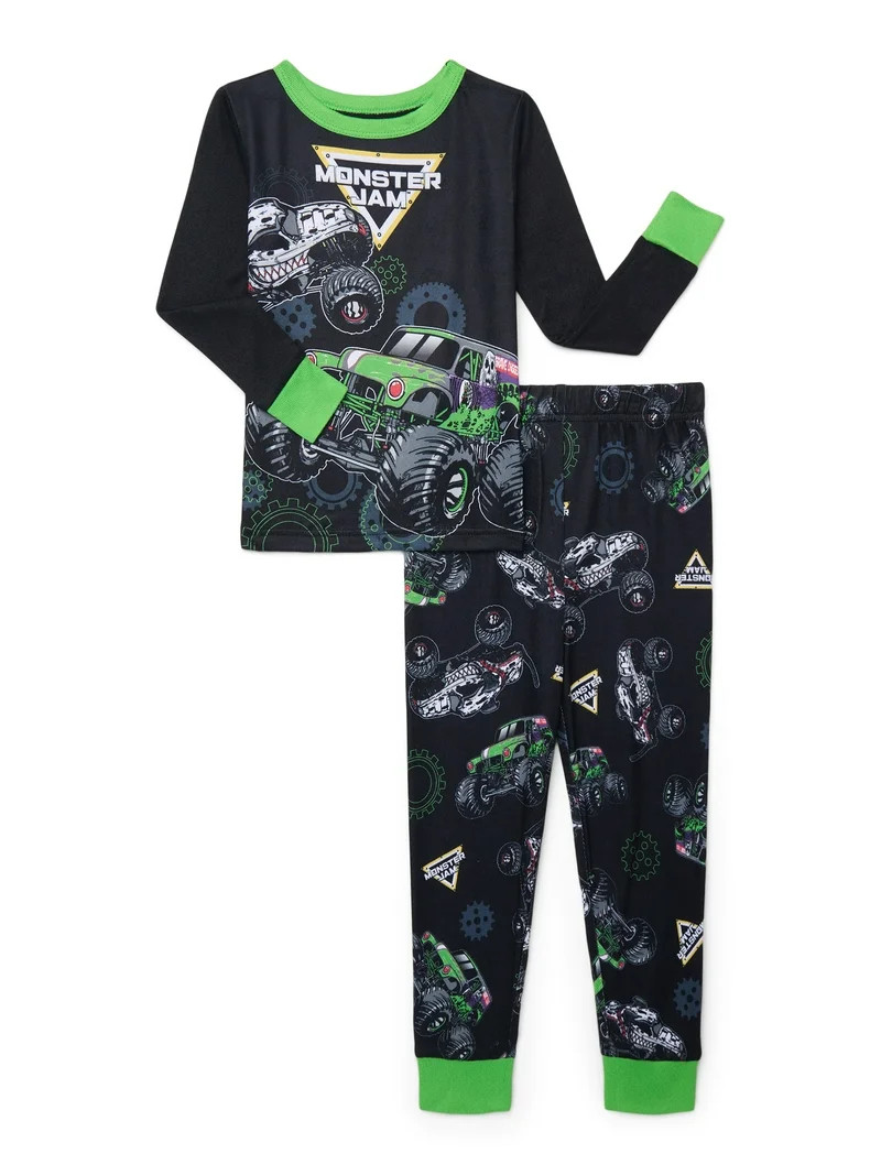 Monster Jam Boys Long Sleeve Tee and Pants Pajama Set, 2-Piece, Sizes 4-10 | Walmart (US)