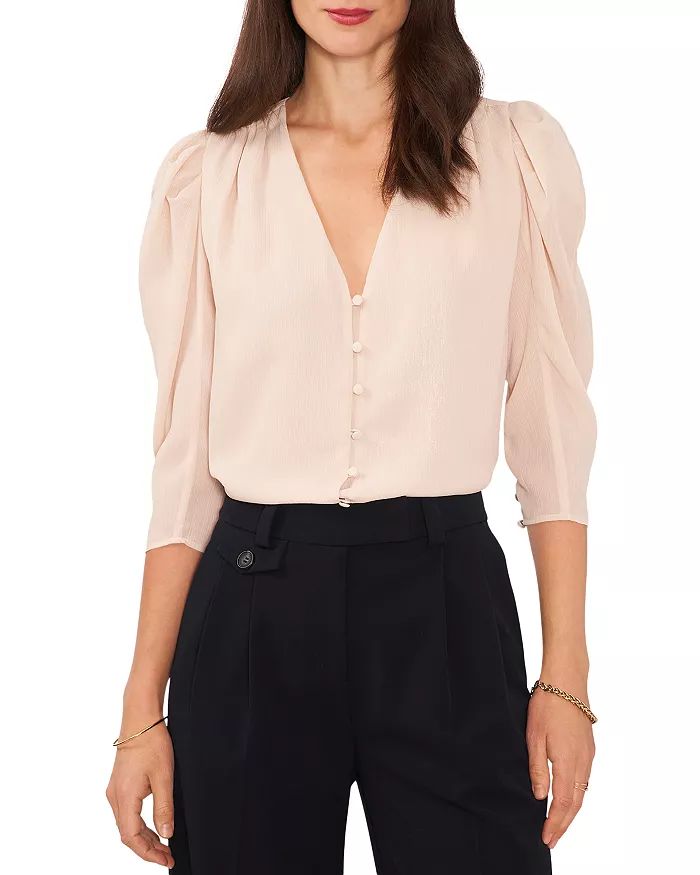 Button Up V Neck Blouse | Bloomingdale's (US)
