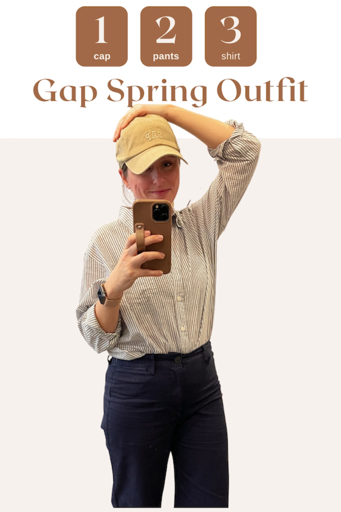 #ad Want 40% off everything at the Gap? Use the code FRIEND for literally 40% off everything!

I created an entire spring 2023 @gap outfit from head-to-toe for 40% off! I’ve been searching for the perfect women’s tan baseball hat for months, and I finally found it. I paired it with high rise khakis (I’m wearing a size 10 - they fit small, so I sized up a size and they are perfect) and an oversized button-down shirt (I’m wearing an xs), and boom -  I’ve got an easy minimalist outfit that’s full of wardrobe basics. 

#GapCA #gapcanada #gapfinds #gap #outfitreel #outfitreels #fashionreelscreator #fashionstylereels #ootd #lookforless #fashiononabudget #affordablefashion #spring2022fashion #casualoutfit #outiftideas #minimalistfashion #tryon #minimalstyledaily #midsize #midsizefashion #midsizestyle #midsizebabes #khakis #basebalhat #neutrastyle #neutraltones #neutrals #neutraloutfit 
Gap fashion. gap style. Gap finds. Fashion on a budget. Affordable fashion. Fashion haul. Try on. Minimalist outfit. Minimalist outfit reel.  Neutral outfit ideas. Fashion reel. Outfit reel. Mid size fashion. Mid size style. How to style khakis. Neutral baseball hat. Tan baseball hat .Sale alert. Budget fashion.

#LTKunder50 #LTKsalealert #LTKstyletip