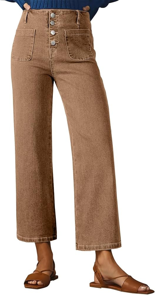 Sidefeel Women's High Waisted Wide Leg Straight Fit Jeans | Amazon (US)