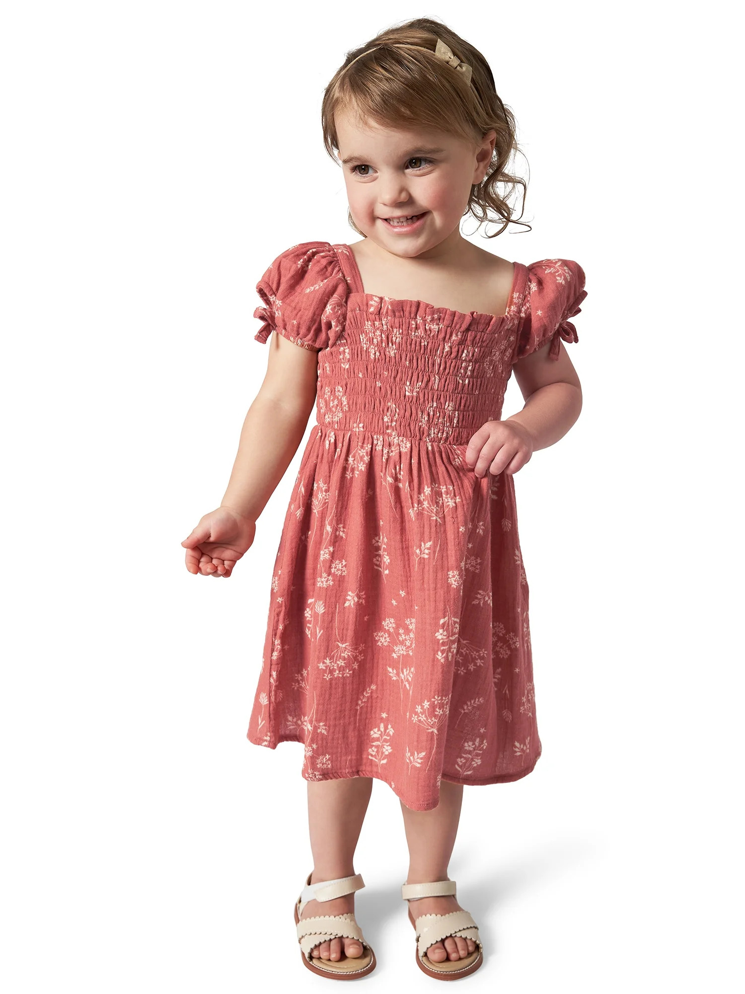 Modern Moments by Gerber Toddler Girl Smocked Dress with Bows, Sizes 12M-5T - Walmart.com | Walmart (US)