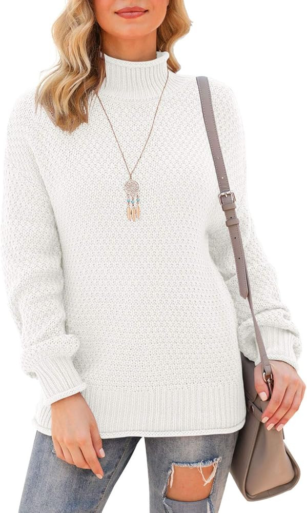 Jouica Womens Turtleneck Oversized Sweaters Batwing Long Sleeve Pullover Loose Chunky Knit Jumper | Amazon (US)