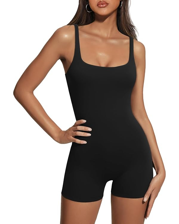 AUTOMET Womens Jumpsuits Shorts Rompers Workout One Piece Bodysuits Jumpers Yoga Summer Fashion V... | Amazon (US)