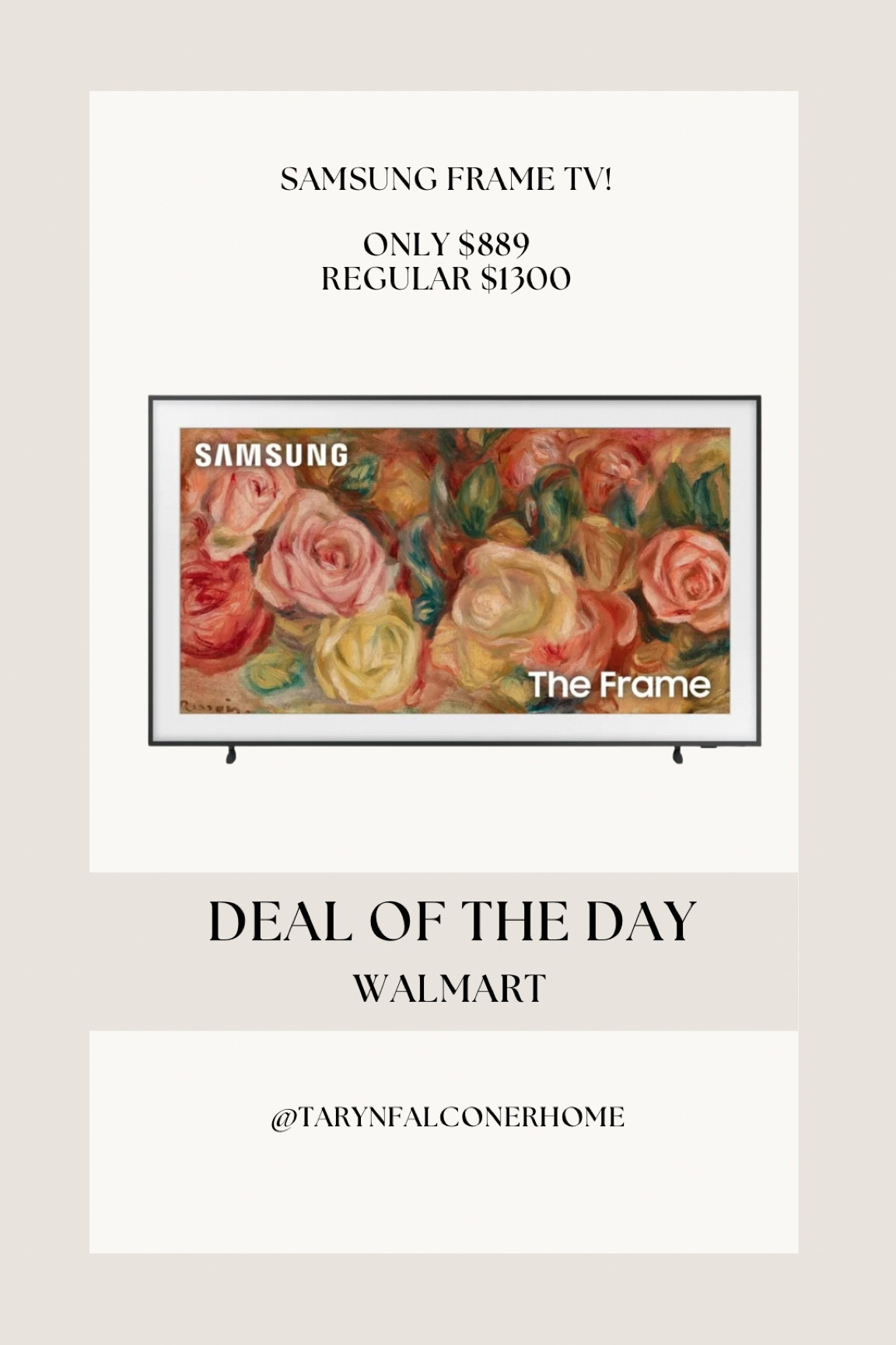 If you don’t have one I highly recommend it! It makes such a beautiful piece of art when not in use! This is a GREAT DEAL!

#frametv #onsale #blackfriday #livingroom #artwork #discount #blackfrisaysale #tv

#LTKCyberWeek #LTKSaleAlert #LTKHome