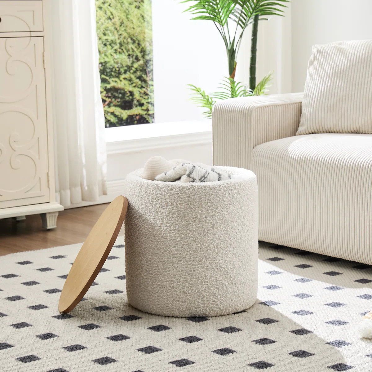 Darasimi 16'' Wide Boucle Upholstered Storage Ottoman | Wayfair North America