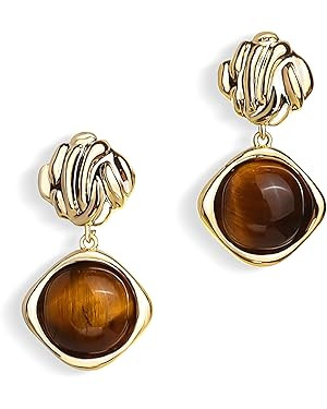 Sonateomber Gold Chunky Dangle Drop Stud Earrings for Women, Valentine Vintage Statement Jacket D... | Amazon (US)