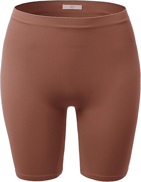 Women's Lightweight Mid Length Fitness Workout Seamless Ribbed Biker Shorts | Amazon (US)