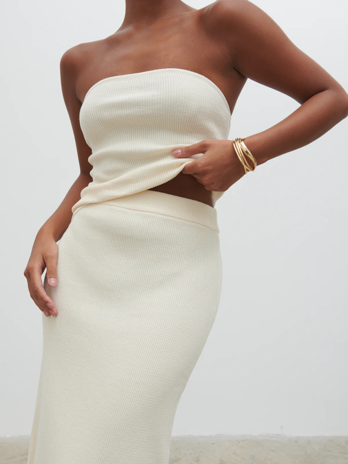 Reese Midaxi Knit Skirt - Cream | Pretty Lavish (UK)