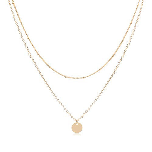 Aisansty Dainty Layered Gold Coin Choker Necklace Handmade Disc Pendant Chic Layering Necklace for Women | Amazon (US)